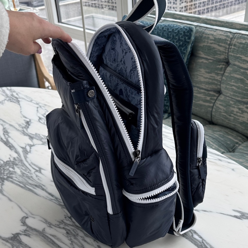 Navy Blue Tennis Puffer Backpack